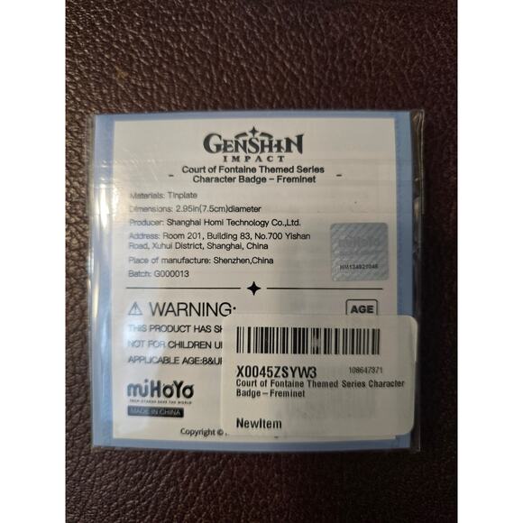 miHoYo Official Genshin‎ Impact Fontaine Freminet Badge Tinplate Badge Pin - Picture 2 of 2